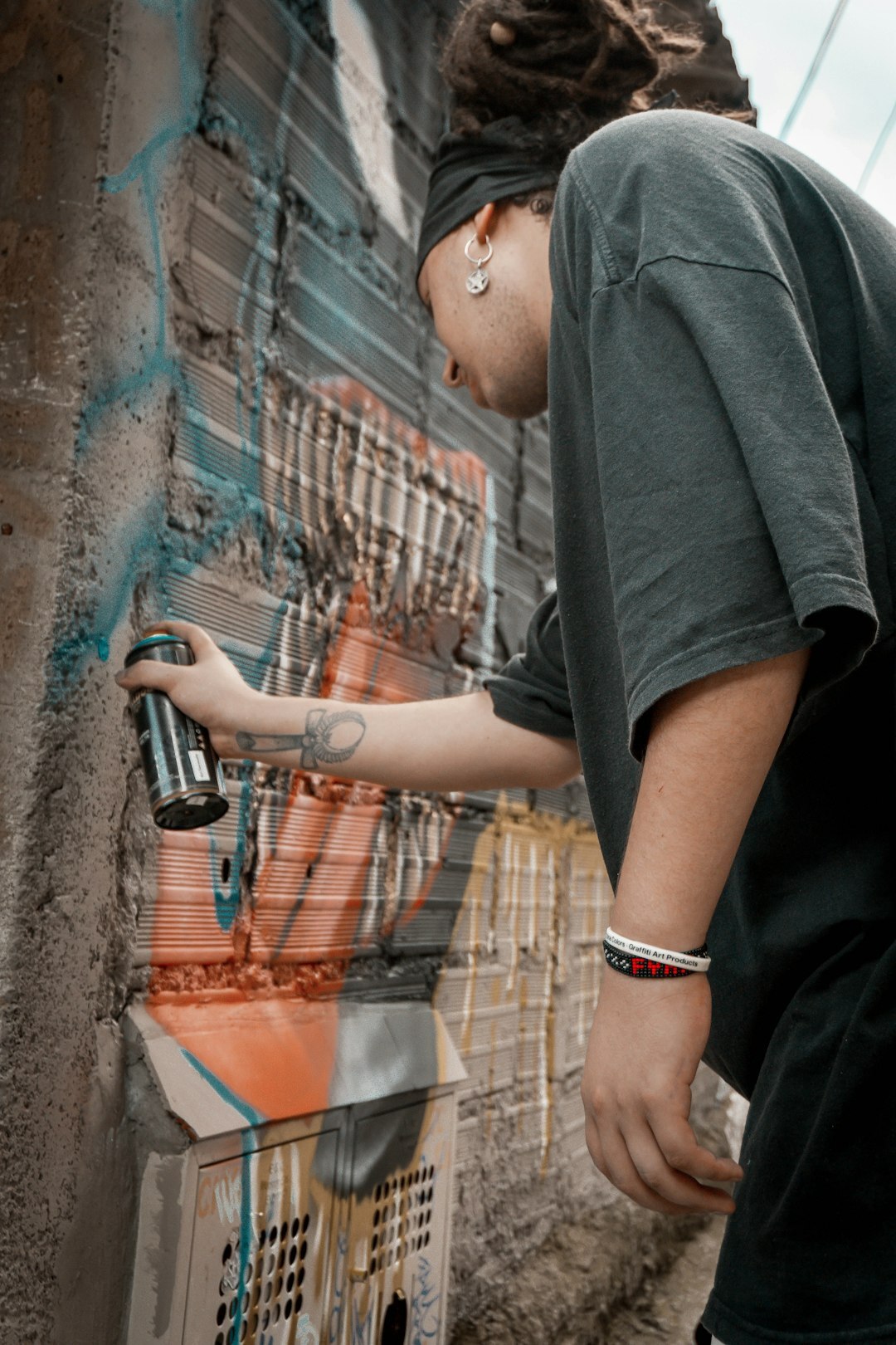 young artist with graffiti